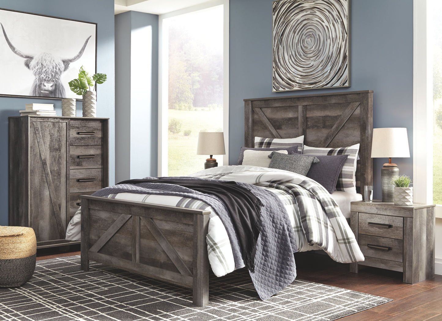 Wynnlow - Gray - Queen Crossbuck Panel Bed