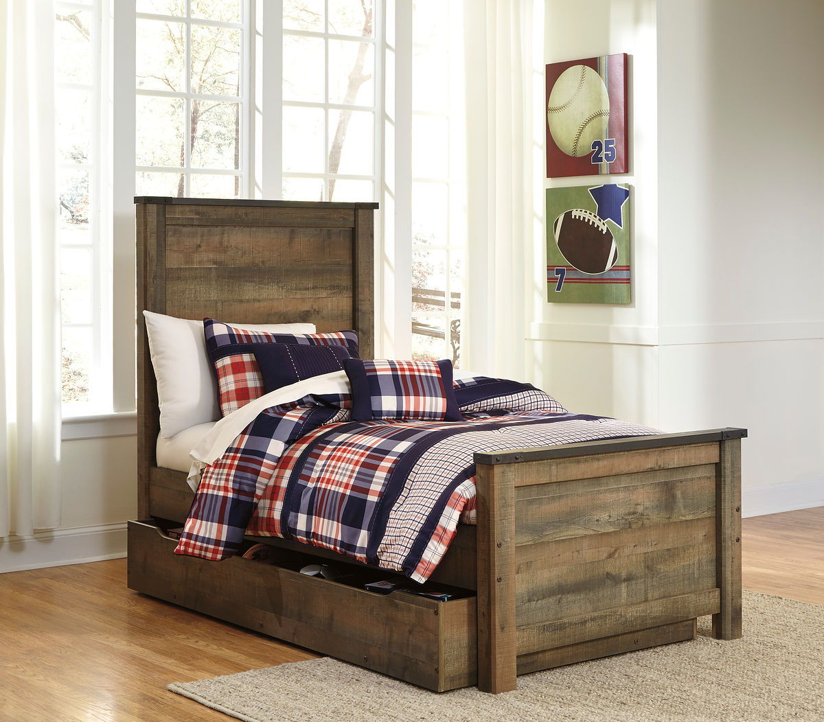 Trinell - Brown - Twin Panel Bed With 1 Large Storage Drawer
