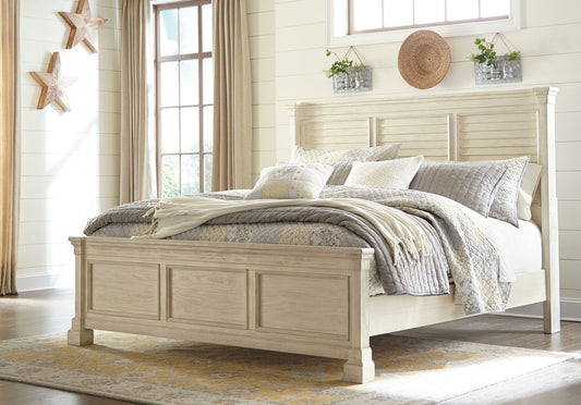 Bolanburg - Antique White - Queen Panel Bed - Louvered Headboard
