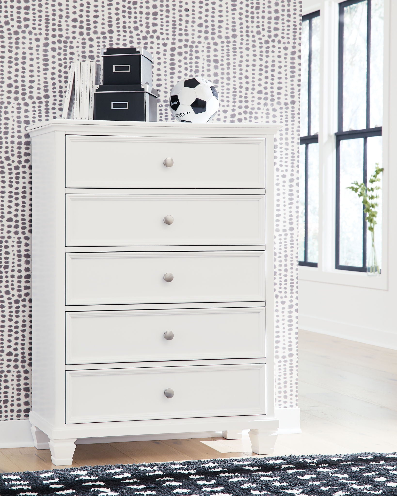 White five drawer chest of drawers discount