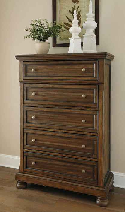 Flynnter - Medium Brown - Five Drawer Chest