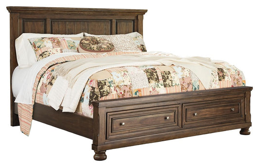 Flynnter - Medium Brown - Queen Panel Bed With 2 Storage Drawers