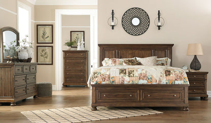 Flynnter - Medium Brown - King Panel Bed With 2 Storage Drawers