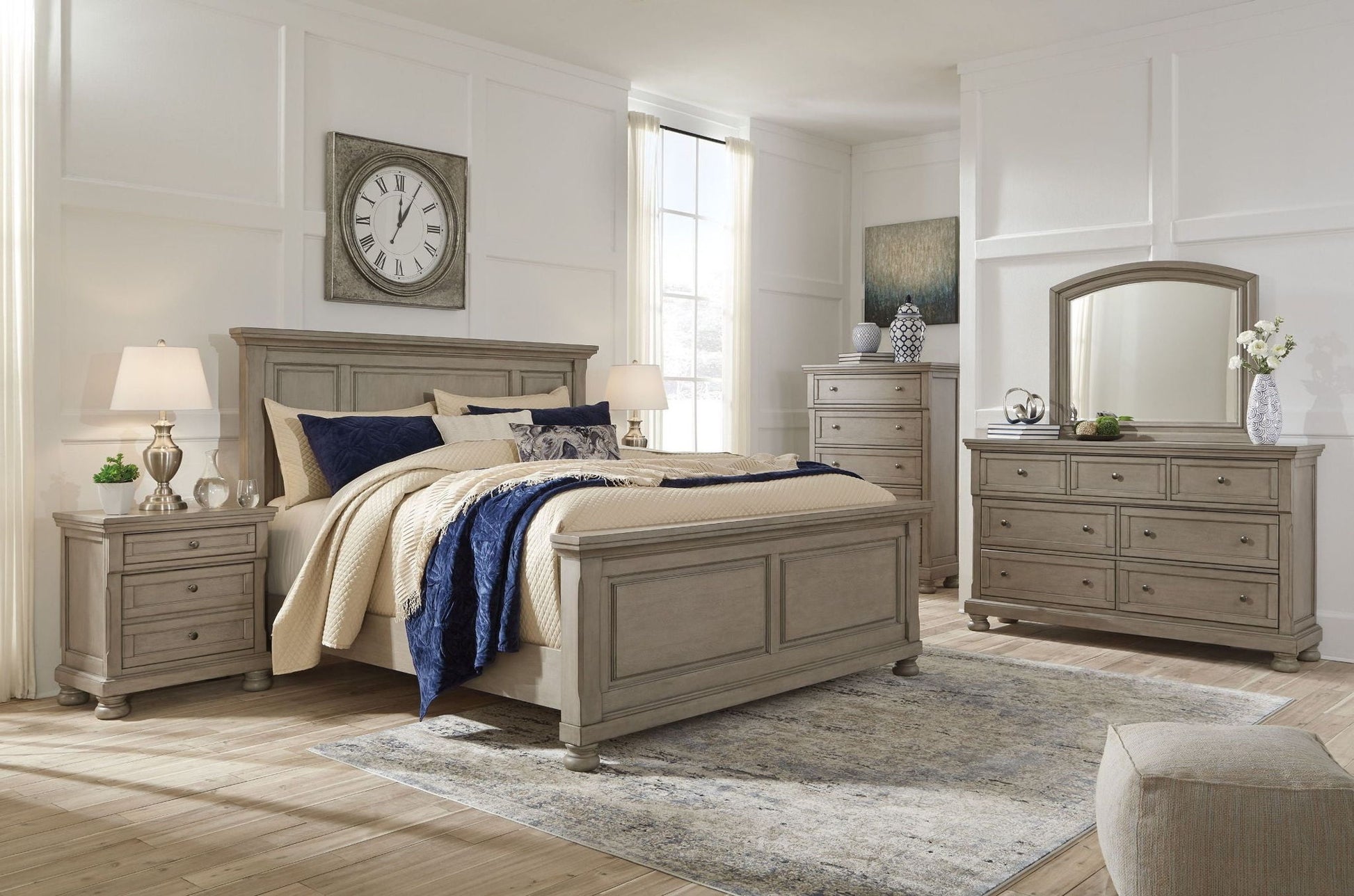Lettner - Light Gray - 7 Drawer Dresser, Mirror Lettner - Light Gray - 7 Drawer Dresser, Mirror