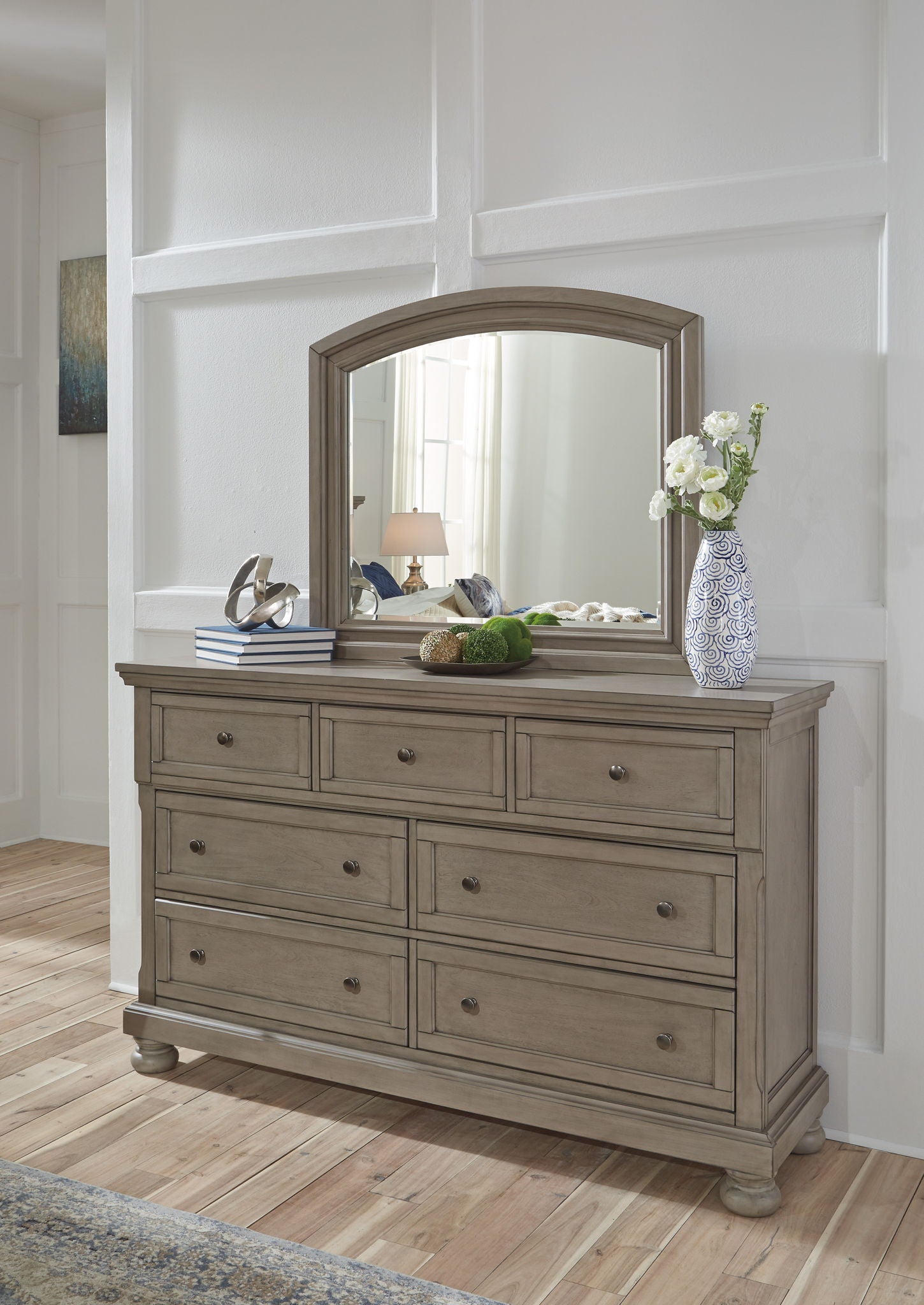 Lettner - Light Gray - 7 Drawer Dresser, Mirror Lettner - Light Gray - 7 Drawer Dresser, Mirror