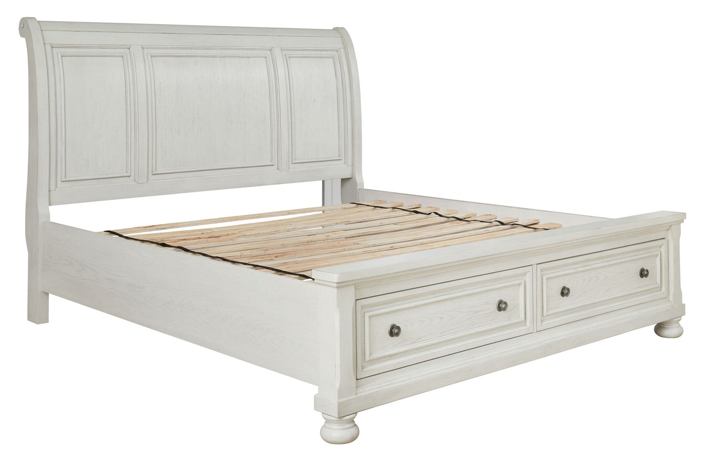 Robbinsdale - Antique White - Queen Sleigh Bed With 2 Storage Drawers