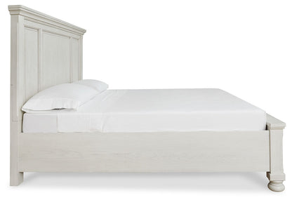 Robbinsdale - Antique White - King Panel Storage Bed