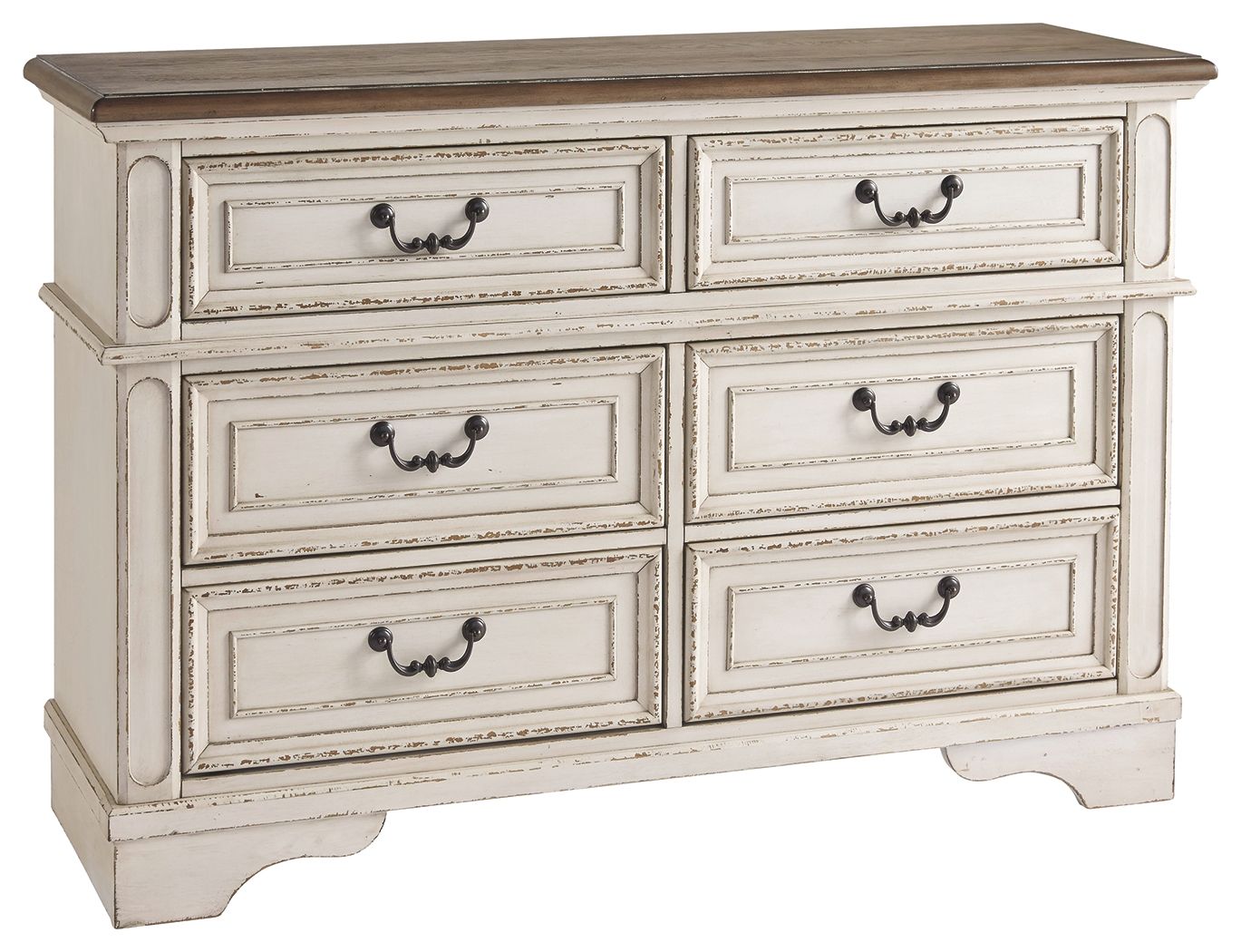 Realyn - White / Brown / Beige - Dresser - 6-drawer