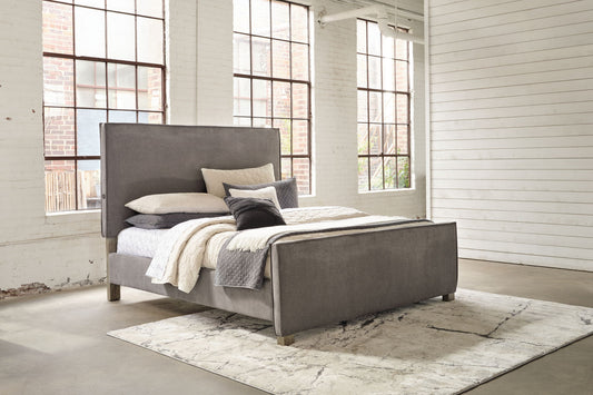Krystanza - Weathered Gray - Queen Upholstered Panel Bed