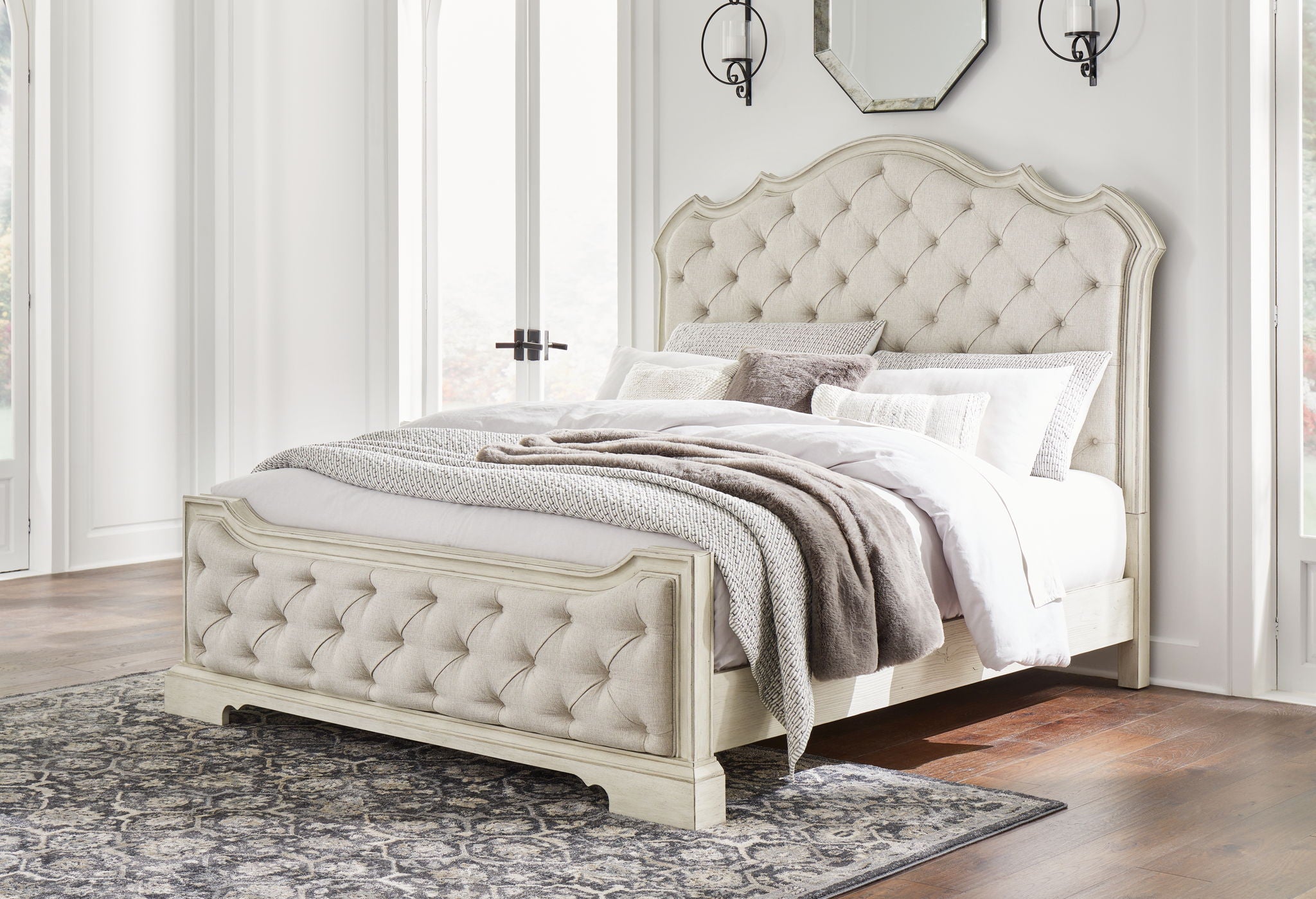 Upholstered bed full white online