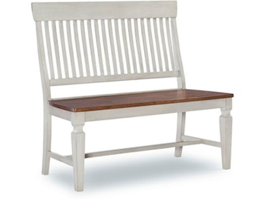 Vista Slatback Bench In Hickory and Shell