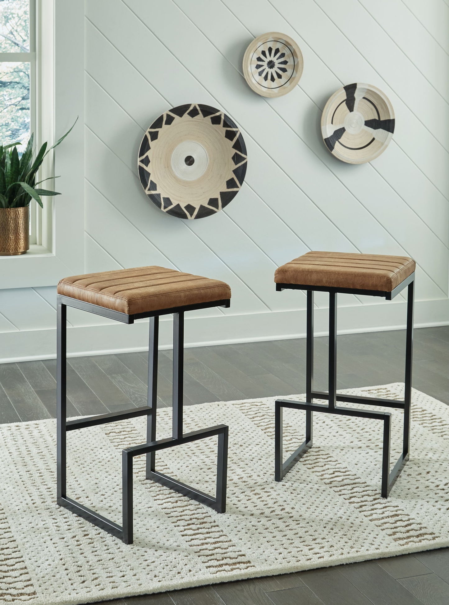 Strumford - Caramel / Black - Tall Uph Barstool (Set of 2)