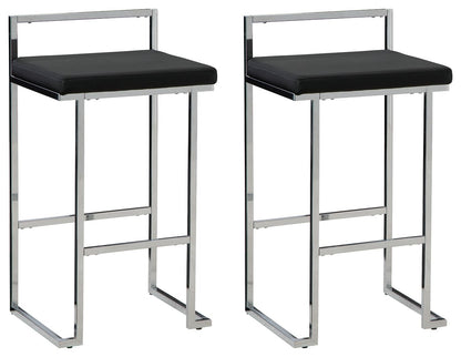 Madanere - Black / Chrome Finish - Tall Uph Stool (Set of 2)