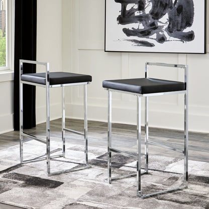 Madanere - Black / Chrome Finish - Tall Uph Stool (Set of 2)