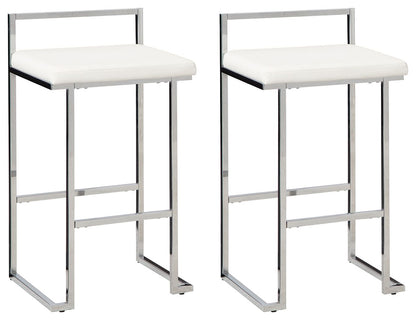 Madanere - White / Chrome Finish - Tall Uph Stool (Set of 2)