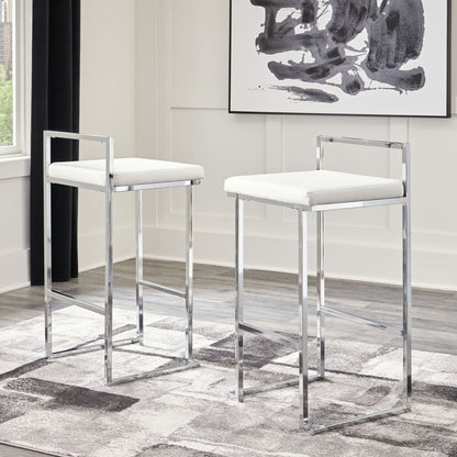 Madanere - White / Chrome Finish - Tall Uph Stool (Set of 2)