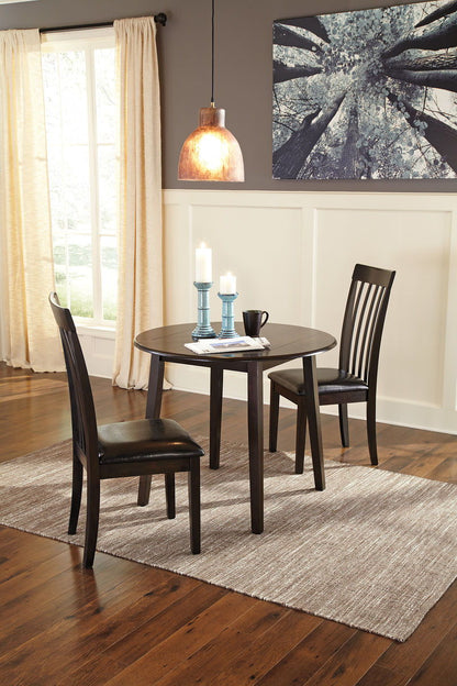 Hammis - Dark Brown - 3 Pc. - Drop Leaf Table, 2 Upholstered Side Chairs
