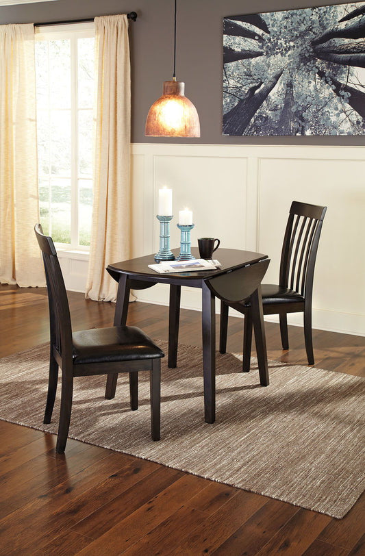 Hammis - Dark Brown - 3 Pc. - Drop Leaf Table, 2 Upholstered Side Chairs