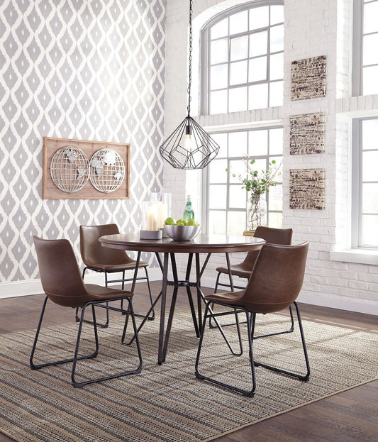 Centiar - Two-tone Brown - 5 Pc. - Dining Room Table, 4 Upholstered Side Chairs
