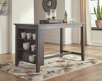 Caitbrook - Gray - 5 Pc. - Counter Table, 4 Upholstered Stools