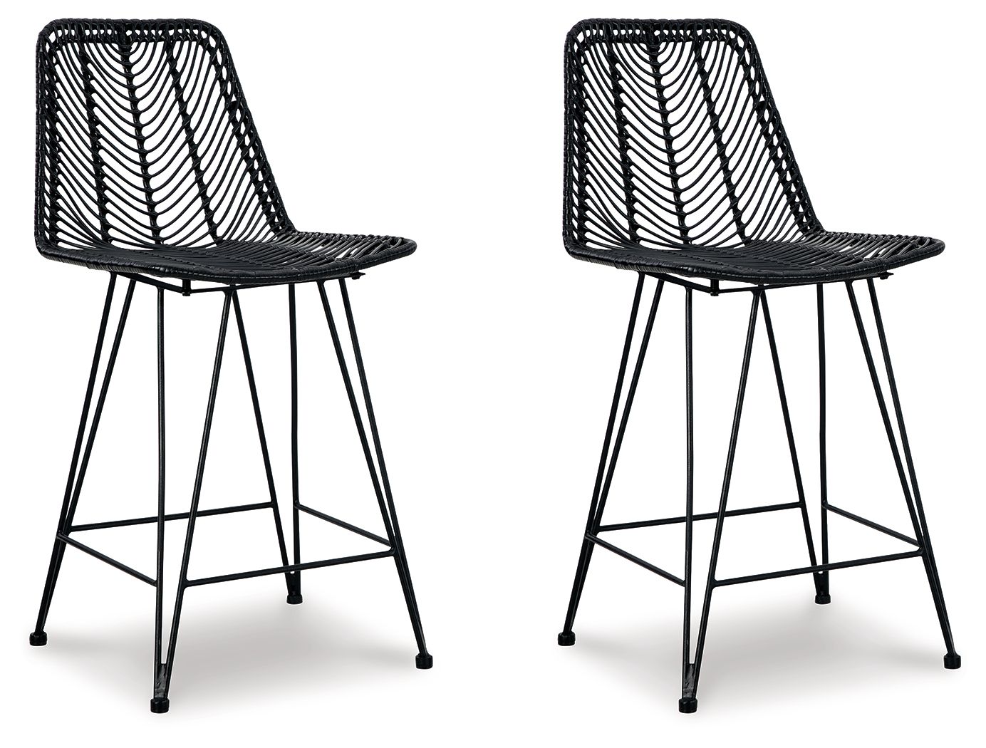 Angentree - Black - Upholstered Barstool (Set of 2)