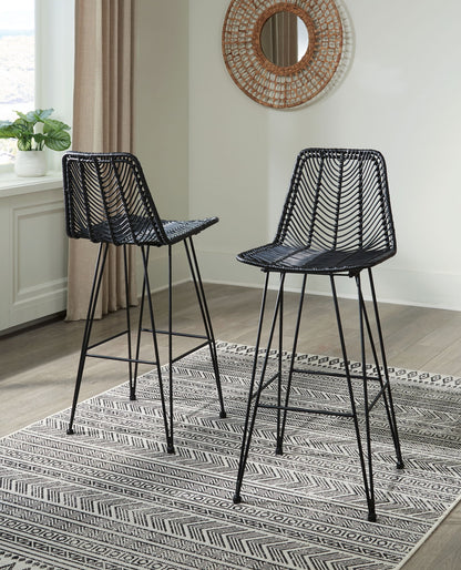 Angentree - Black - Tall Uph Barstool (Set of 2)