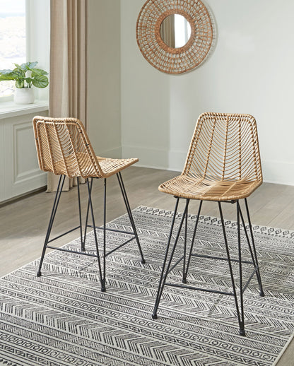 Angentree - Natural / Black - Upholstered Barstool (Set of 2)