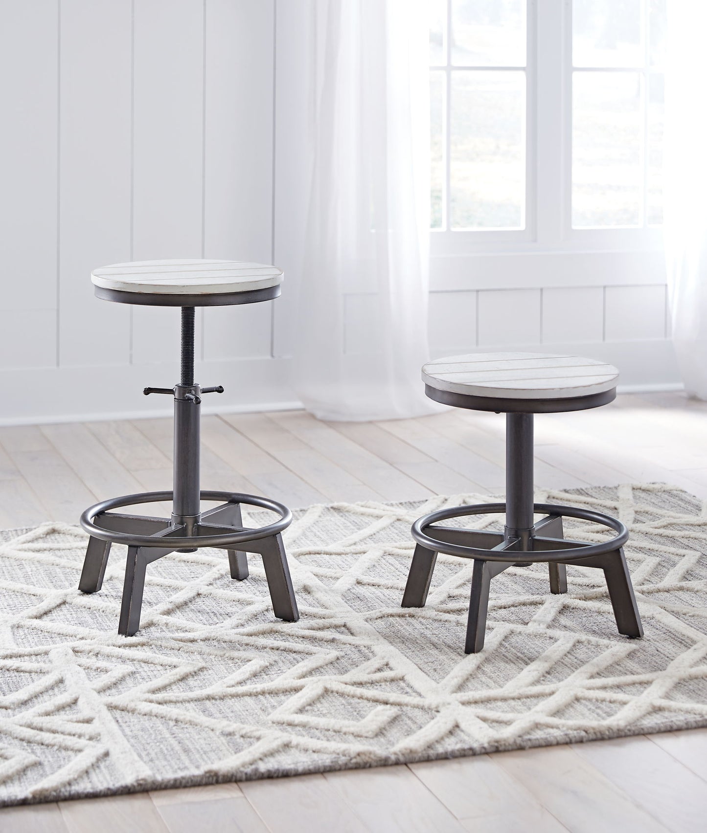 Torjin - Vintage White - Swivel Stool (Set of 2)