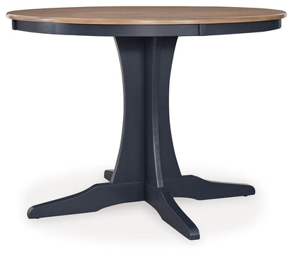 Landocken - Brown / Blue - 3 Pc. - Round Dining Table, 2 Side Chairs