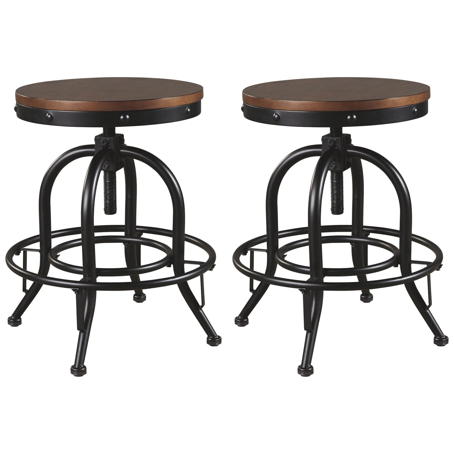 Valebeck - Brown / Black - Swivel Barstool (Set of 2)