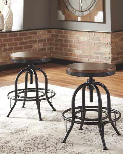 Valebeck - Brown / Black - Swivel Barstool (Set of 2)