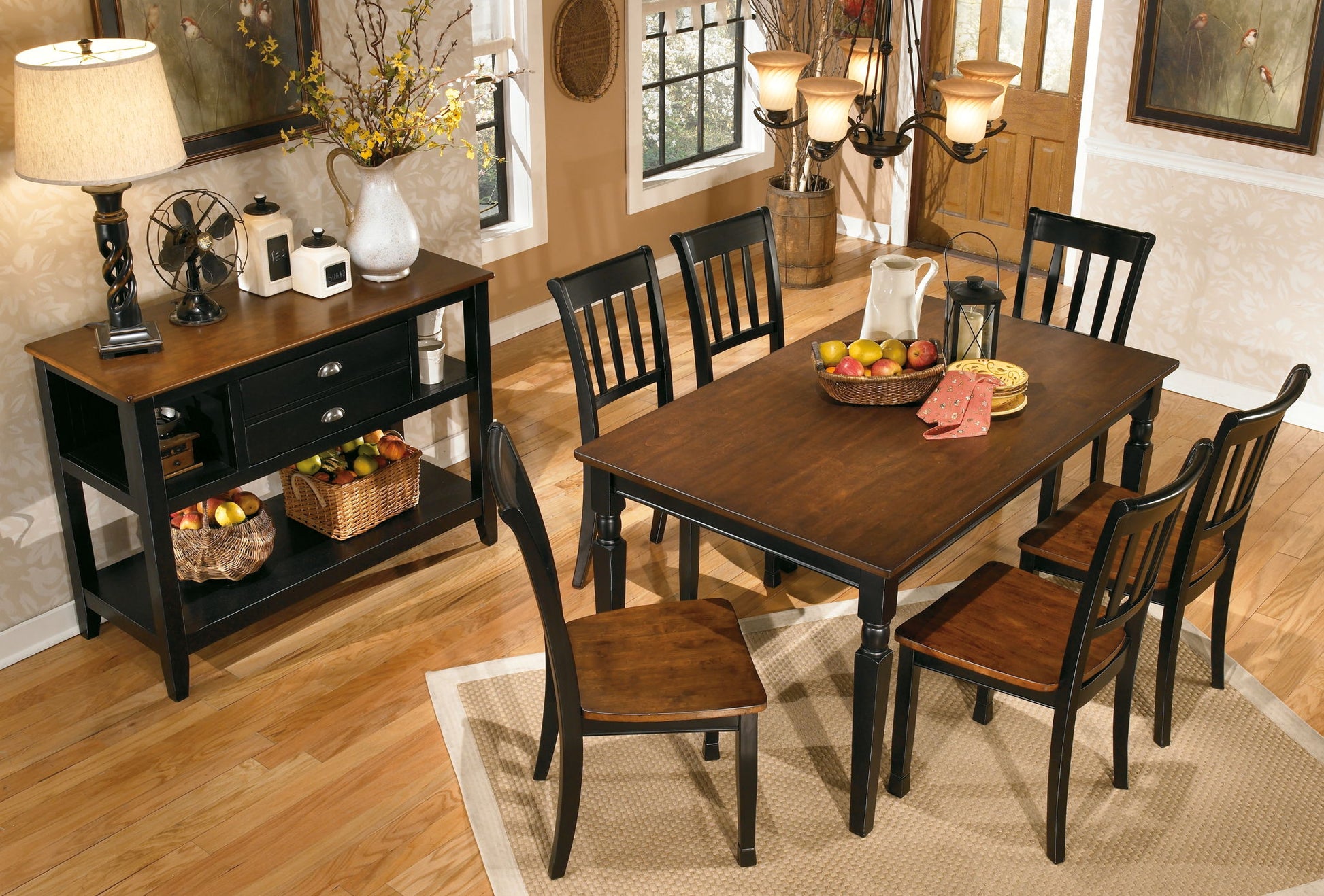 Owingsville Dark Brown Dining Room Table, Side Chairs