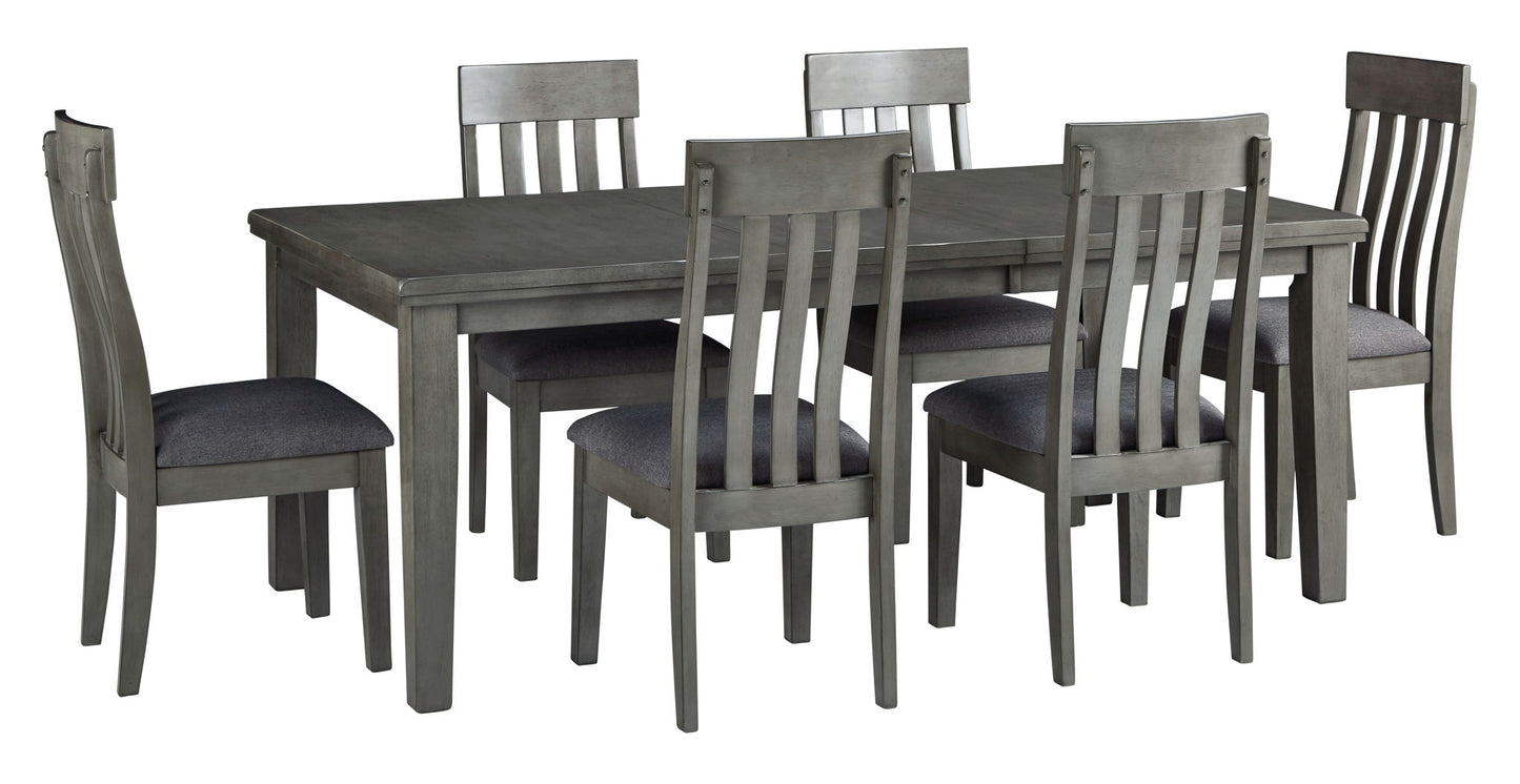 Hallanden - Black / Gray - 8 Pc. - Extension Table, 6 Side Chairs, Server