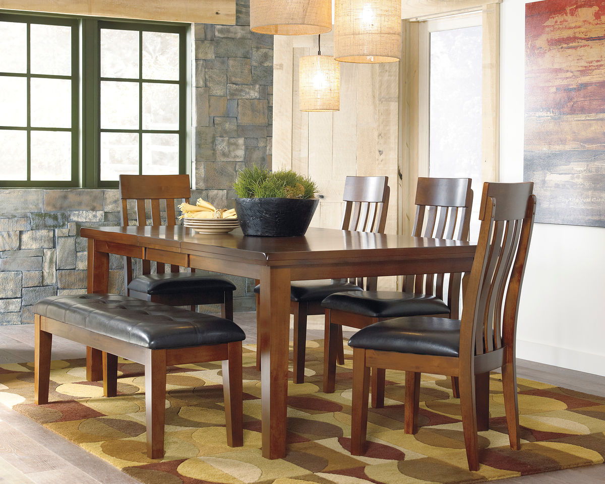 Ralene - Light Brown - 6 Pc. - Extension Table, 4 Side Chairs, Bench