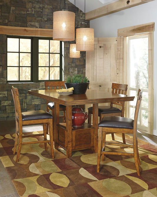 Ralene - Light Brown - 5 Pc. - Counter Extension Table, 4 Barstools