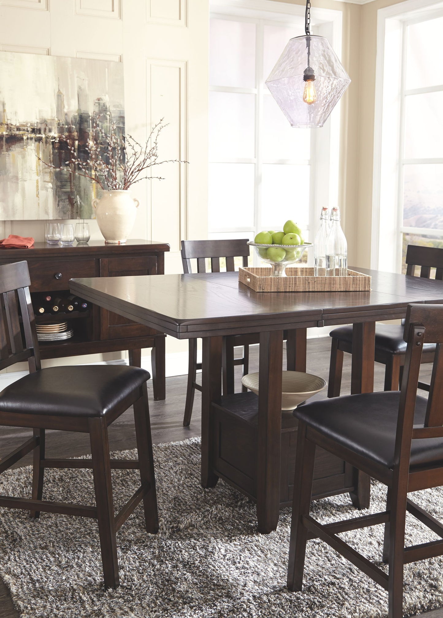 Haddigan - Dark Brown - 5 Pc. - Extension Table, 4 Side Chairs