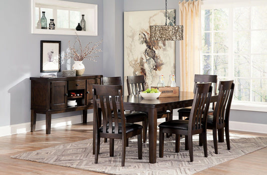 Haddigan - Dark Brown - 8 Pc. - Extension Table, 6 Side Chairs, Server