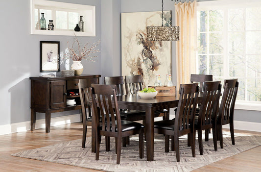 Haddigan - Dark Brown - 10 Pc. - Extension Table, 8 Side Chairs, Server