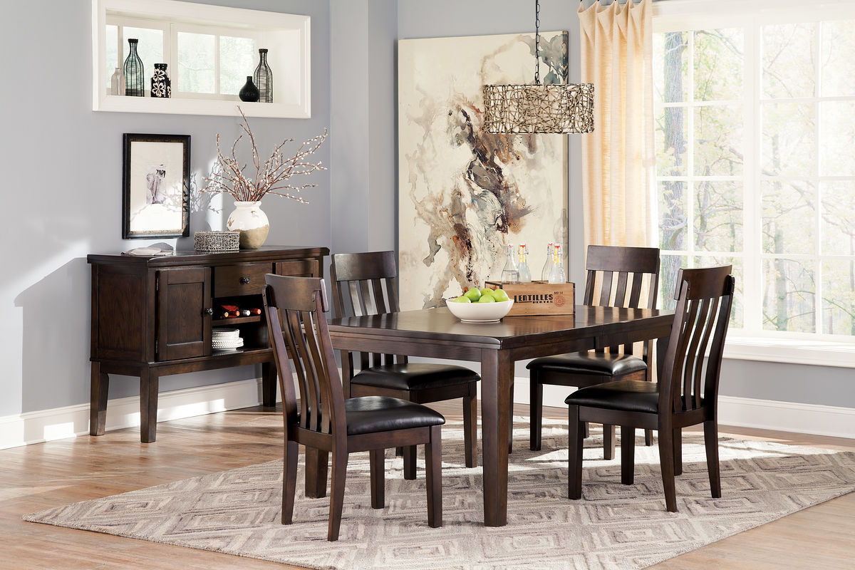 Haddigan - Dark Brown - 5 Pc. - Extension Table, 4 Side Chairs