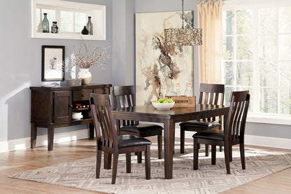 Haddigan - Dark Brown - 6 Pc. - Extension Table, 4 Side Chairs, Server
