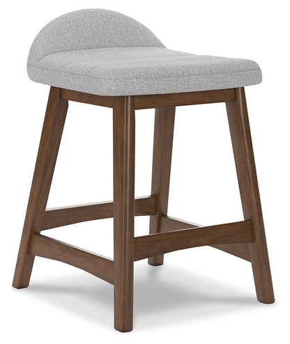 Lyncott - Light Gray / Brown - Upholstered Barstool (Set of 2)