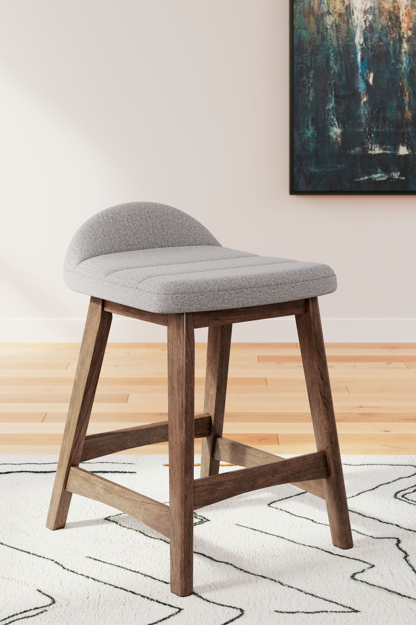 Lyncott - Light Gray / Brown - Upholstered Barstool (Set of 2)