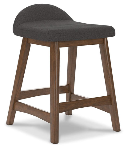 Lyncott - Charcoal / Brown - Upholstered Barstool (Set of 2)