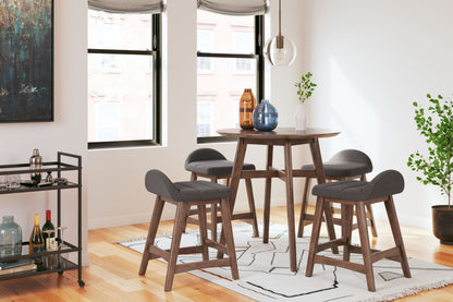 Lyncott - Charcoal / Brown - Upholstered Barstool (Set of 2)