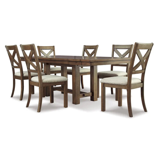 Ashley "Moriville" Ext. Dining Table and 6 UPH Chairs