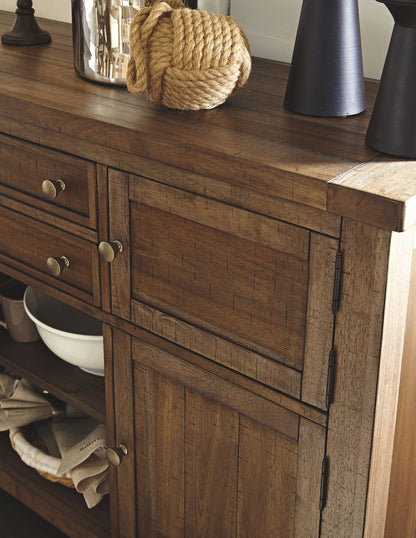 Moriville - Dark Gray - 8 Pc. - Extension Table, 6 Side Chairs, Server