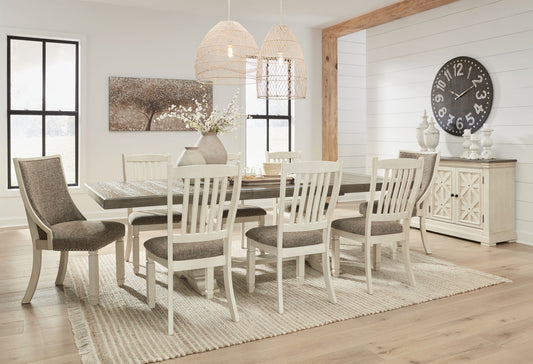 Bolanburg - Brown / Beige - 12 Pc. - Dining Table, 4 Side Chairs, 2 Uph Side Chairs, Bench, Server, 2 Cabinets