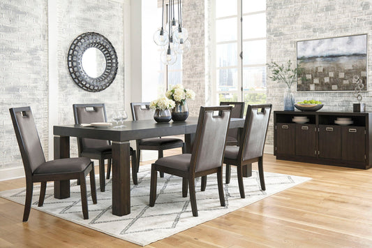 Hyndell - Dark Brown - 7 Pc. - Extension Table, 6 Side Chairs
