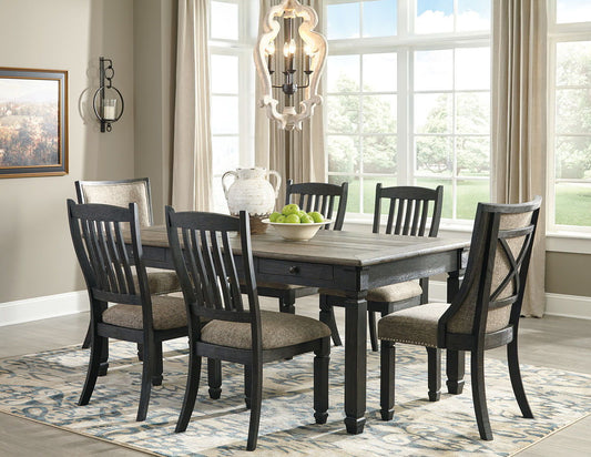 Tyler Creek - Dark Gray - 7 Pc. - Dining Room Table, 4 Side Chairs, 2 Upholstered Side Chairs