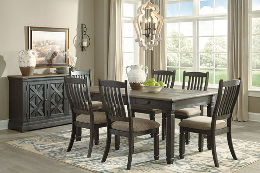 Tyler Creek - Dark Gray - 8 Pc. - Dining Room Table, 6 Side Chairs, Server